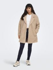 ONLY Płaszcz pluszowy "ONLNEWAURELIA Sherpa Coat" w kolorze beżowym rozmiar: L. Brązowe płaszcze damskie Only, l, bez wzorów, bez kaptura. Za 143.56 zł.