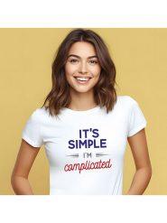 WOOOP Koszulka "It´s simple I´m complicated" w kolorze białym rozmiar: L. Białe bluzki damskie Wooop, l, bez wzorów, bez kołnierzyka, bez ramiączek. Za 79.03 zł.