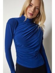 Happiness Istanbul Koszulka w kolorze niebieskim rozmiar: 38. Niebieskie bluzki damskie Happiness Istanbul, bez wzorów, bez kołnierzyka, bez ramiączek. Za 65.38 zł.