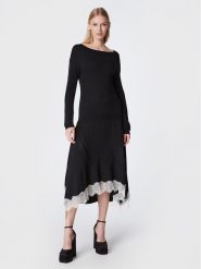 TWINSET Sukienka dzianinowa 222TT3283 Czarny Regular Fit. Czarne sukienki damskie Twinset, bez wzorów, z dzianiny, bez ramiączek. Za 669.99 zł.