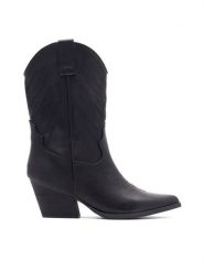 Jenny Fairy Kowbojki ROISIN HY20228-4 Czarny. Czarne kozaki damskie Jenny Fairy, z syntetyku, bez obcasa, na słupku, bez zapięcia. Za 99.99 zł.