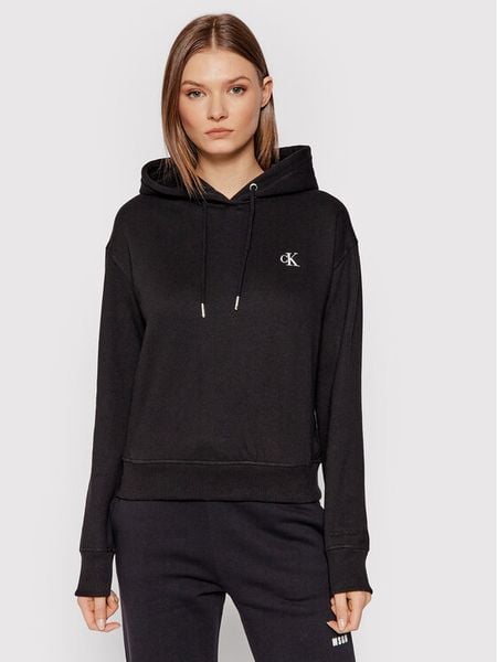 Calvin Klein Jeans Bluza Embroidered Logo J20J213178 Czarny Regular Fit. Czarne bluzy damskie Calvin Klein Jeans, xs, bez wzorów, z bawełny, bez kaptura. Za 269.99 zł.
