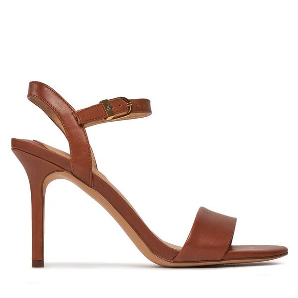 Sandały LAUREN RALPH LAUREN. Brązowe sandały damskie Lauren Ralph Lauren, bez wzorów, bez obcasa, na szpilce, bez zapięcia. Za 599.99 zł.