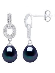 Pearl Addict Srebrne kolczyki-wkrętki z perłami i cyrkoniami rozmiar: onesize. Niebieskie kolczyki damskie Pearl Addict, z cyrkonią, srebrne. Za 252.99 zł.