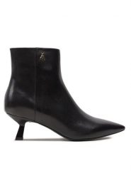 Patrizia Pepe Botki 8Y0093/L048-K103 Czarny. Czarne botki damskie Patrizia Pepe, ze skóry, bez obcasa, na słupku, bez zapięcia. Za 1,649.00 zł.