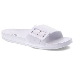 Klapki damskie Big Star, wsuwane basenowe klapki z tworzywa, białe, FF274A391. Białe klapki damskie Big Star, z aplikacjami, bez obcasa, bez zapięcia. Za 59.99 zł.