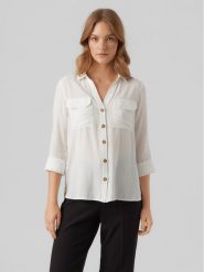 Vero Moda Koszula Bumpy 10275283 Biały Regular Fit. Białe koszule damskie Vero Moda, xl, bez wzorów, z wiskozy, bez kołnierzyka, bez ramiączek. Za 139.99 zł.