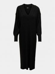 ONLY Carmakoma Sukienka dzianinowa 15306320 Czarny Relaxed Fit. Czarne sukienki damskie Only Carmakoma, bez wzorów, z dzianiny, bez ramiączek. Za 129.99 zł.