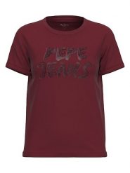 Pepe Jeans Koszulka w kolorze bordowym rozmiar: S. Czerwone bluzki damskie Pepe Jeans, s, bez wzorów, z bawełny, bez kołnierzyka, bez ramiączek. Za 96.60 zł.