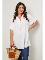 Curvy Lady Tunika w kolorze białym rozmiar: 40/42. Białe tuniki damskie Curvy Lady, bez wzorów, klasyczne, bez kołnierzyka, bez ramiączek. Za 136.95 zł.