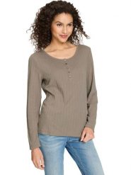 Heine Koszulka w kolorze szarobrązowym rozmiar: 44. Brązowe bluzki damskie Heine, bez wzorów, prążkowane, bez kołnierzyka, bez ramiączek. Za 56.99 zł.