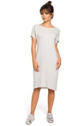 Dresowa Jasnoszara Sukienka Mini z Kieszeniami w Szwach. Czerwone sukienki damskie MOE, bez wzorów, z bawełny, bez ramiączek. Za 239.90 zł.