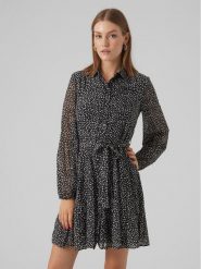 Vero Moda Sukienka koszulowa 10299195 Czarny Regular Fit. Czarne sukienki damskie Vero Moda, bez wzorów, z syntetyku, bez ramiączek. Za 99.99 zł.