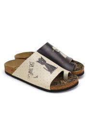 Calceo Japonki w kolorze czarno-kremowym rozmiar: 39. Brązowe klapki damskie Calceo, bez wzorów, z otwartym noskiem, bez obcasa, bez zapięcia. Za 197.17 zł.