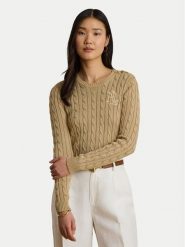LAUREN RALPH LAUREN Sweter 200P14039006 Beżowy Regular Fit. Brązowe swetry klasyczne damskie Lauren Ralph Lauren, s, z bawełny, bez kołnierzyka. Za 859.99 zł.