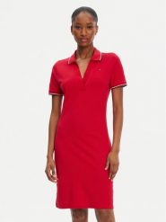 Tommy Hilfiger Sukienka codzienna 1985 WW0WW45740 Czerwony Slim Fit. Czerwone sukienki damskie Tommy Hilfiger, bez wzorów, z bawełny, bez ramiączek. Za 559.99 zł.