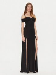 Elisabetta Franchi Sukienka wieczorowa AB-R08-51E2-V800 Czarny Regular Fit. Czarne sukienki damskie Elisabetta Franchi, bez wzorów, z wiskozy, wizytowe, bez ramiączek. Za 3,389.00 zł.