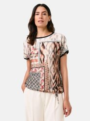 Gerry Weber Koszulka w kolorze czarno-beżowo-jasnobrązowym rozmiar: 48. Brązowe koszulki damskie Gerry Weber, bez wzorów, z bawełny, bez kołnierzyka, bez ramiączek. Za 158.10 zł.