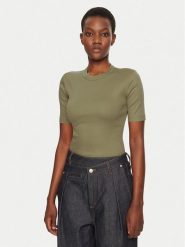IVY OAK T-Shirt Kristin IO1100X2351 Khaki Slim Fit. Brązowe t-shirty damskie IVY & OAK, s, bez wzorów, z bawełny, bez kołnierzyka. Za 169.99 zł.