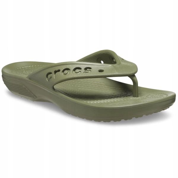 Japonki Dla Dorosłych Crocs Baya II Flip. Zielone klapki damskie Crocs, bez wzorów, z materiału, bez obcasa, bez zapięcia. Za 89.99 zł.