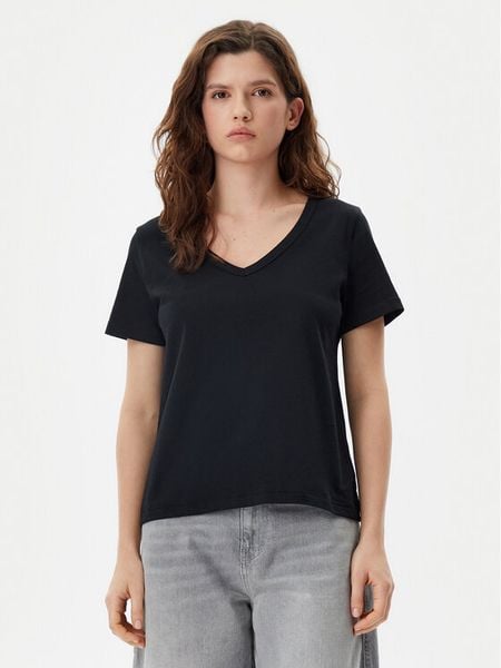 Gap T-Shirt 740140-03 Czarny Regular Fit. Czarne t-shirty damskie GAP, xxs, bez wzorów, z bawełny, bez kołnierzyka. Za 79.99 zł.