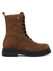 Tommy Hilfiger Trapery Lace-Up Bootie T4A5-34024-1429 Brązowy. Brązowe kozaki dziewczęce Tommy Hilfiger, bez wzorów, ze skóry, bez obcasa, bez zapięcia. Za 559.99 zł.