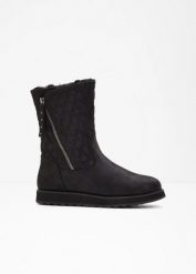 Kozaki marki Skechers. Czarne kozaki damskie bonprix, na zimę, bez obcasa, bez zapięcia. Za 359.99 zł.