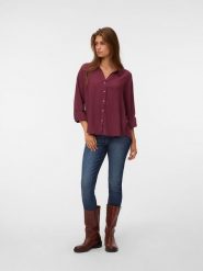 Vero Moda Koszula w kolorze bordowym rozmiar: XS. Czerwone koszule damskie Vero Moda, xs, bez wzorów, z wiskozy, bez kołnierzyka, bez ramiączek. Za 109.95 zł.