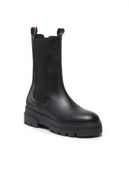 Tommy Hilfiger Sztyblety Monochromatic Chelsea Boot FW0FW06730 Czarny. Czarne botki damskie Tommy Hilfiger, ze skóry, bez obcasa, na płaskiej podeszwie, bez zapięcia. Za 579.99 zł.