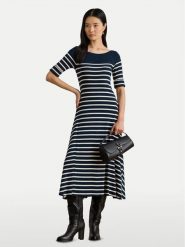 LAUREN RALPH LAUREN Sukienka codzienna 200P03739001 Granatowy Regular Fit. Niebieskie sukienki damskie Lauren Ralph Lauren, bez wzorów, z bawełny, bez ramiączek. Za 769.99 zł.