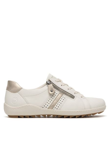 Remonte Półbuty R1432-80 Biały. Białe półbuty damskie Remonte, bez wzorów, ze skóry, bez obcasa, na płaskiej podeszwie, bez zapięcia. Za 239.99 zł.