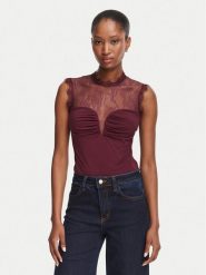 Rinascimento Body CFC0130488003 Bordowy Slim Fit. Czerwone body i gorsety Rinascimento, bez wzorów, z syntetyku. Za 469.99 zł.