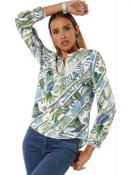 WITT WEIDEN Bluzka w kolorze biało-niebiesko-zielonym rozmiar: 40. Białe bluzki damskie WITT WEIDEN, bez wzorów, z lyocellu, bez kołnierzyka, bez ramiączek. Za 104.99 zł.