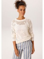 Aniston Sweter w kolorze kremowym rozmiar: 38. Brązowe swetry klasyczne damskie Aniston, z bawełny, bez kołnierzyka. Za 130.99 zł.