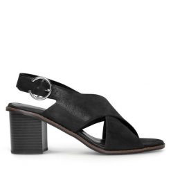 Sandały Lasocki. Czarne sandały damskie Lasocki, bez wzorów, bez obcasa, na słupku, bez zapięcia. Za 119.99 zł.