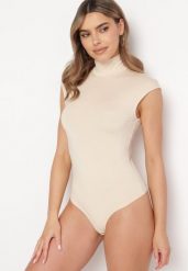 Jasnobeżowe Body bez Rękawów z Golfem Vireases. Brązowe body i gorsety Born2be, l, bez wzorów, bez ramiączek. Za 79.99 zł.