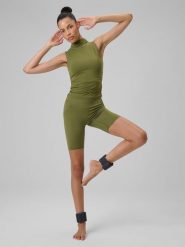 4F Legginsy kolarki do jogi damskie - oliwkowe M. Brązowe legginsy damskie 4F, l, bez wzorów, z włókna. Za 129.99 zł.