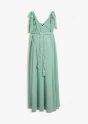 Sukienka ciążowa i do karmienia, 2 w 1, z regulowanymi ramiączkami. Zielone sukienki damskie bonprix, bez wzorów, z szyfonu, eleganckie, bez ramiączek. Za 139.99 zł.