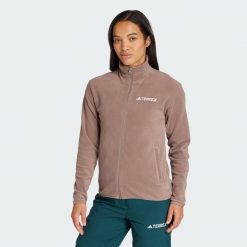 Kurtka Multi Essentials Full-Zip Fleece. Brązowe kurtki damskie Adidas, l, bez wzorów, z materiału, bez kaptura. Za 219.00 zł.