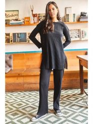 Olalook 2-częściowy zestaw w kolorze czarnym rozmiar: L. Czarne spodnie materiałowe damskie Olalook, bez wzorów, z materiału. Za 48.16 zł.