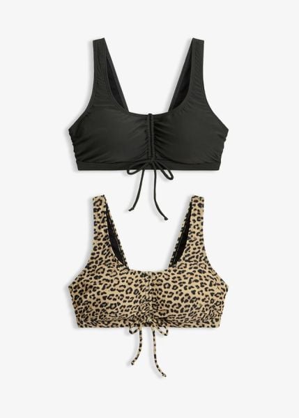 Biustonosz bikini bustier z troczkami (2 szt.). Czarne bikini bonprix, bez wzorów. Za 169.99 zł.