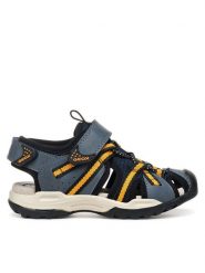 Geox Sandały Jr Borealis J450RB 014ME C0659 D Granatowy. Niebieskie sandały chłopięce Geox, ze skóry, bez zapięcia. Za 199.99 zł.
