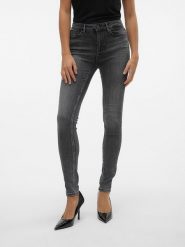 Vero Moda Dżinsy - Skinny fit - w kolorze antracytowym rozmiar: XS/L32. Czarne jeansy damskie Vero Moda, z podwyższonym stanem. Za 61.46 zł.