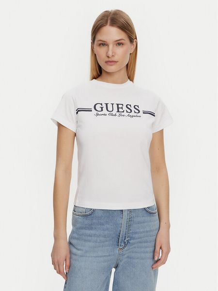 Guess T-Shirt V5GI03 I3Z14 Biały Regular Fit. Białe t-shirty damskie Guess, xxs, z aplikacjami, z bawełny, bez kołnierzyka. Za 79.99 zł.