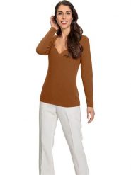 Heine Sweter w kolorze jasnobrązowym rozmiar: 50. Brązowe swetry klasyczne damskie Heine, bez kołnierzyka. Za 69.99 zł.