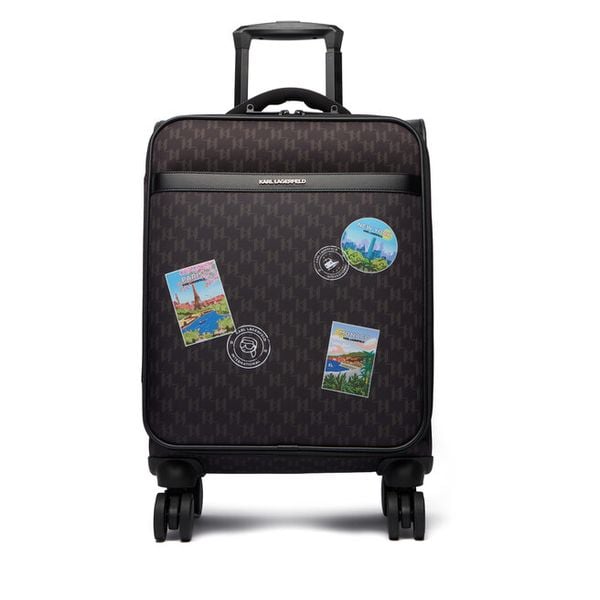 Walizka kabinowa KARL LAGERFELD. Brązowe walizki KARL LAGERFELD, bez wzorów. Za 1,649.00 zł.