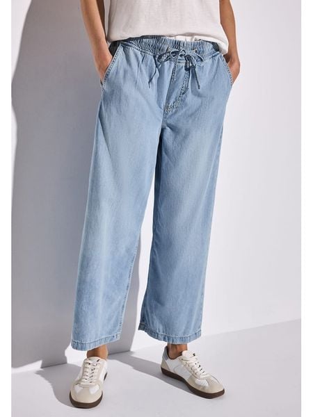 Street One Spodnie w kolorze błękitnym rozmiar: W29/L26. Niebieskie spodnie materiałowe damskie Street One, bez wzorów, z materiału. Za 161.73 zł.