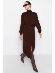 Trendyol 2-częściowy zestaw w kolorze ciemnobrązowym rozmiar: S. Brązowe golfy damskie Trendyol, s, bez wzorów, bez ramiączek. Za 102.95 zł.