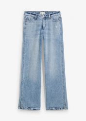 Dżinsy Loose Straight, mid waist, low stretch. Niebieskie jeansy damskie bonprix. Za 99.99 zł.