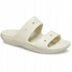 Klapki Dla Dorosłych Crocs Classic Sandal. Brązowe klapki damskie Crocs, bez wzorów, z materiału, bez obcasa, bez zapięcia. Za 118.99 zł.